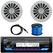 JVC KDX38MBS Receiver, 4 x Enrock 6.5" Speakers White , Antenna, Speaker Wire