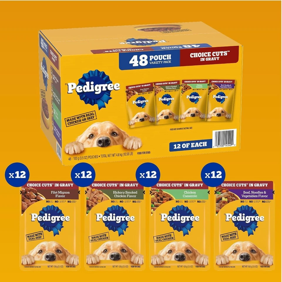 Pedigree Choice Cortes en salsa Adulto Suave Húmedo Perro Comida Paquete Variedad 48 Unidades, 3.5 Foto 3 de 4
