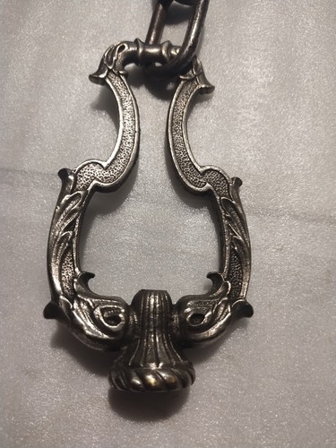 Ornate Vintage Fancy Ceiling Light Fixture Chandelier Harp Chain Mount Brass