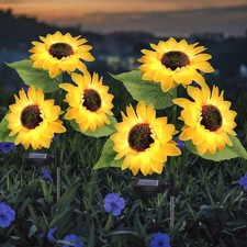 2 Pack Solar Powered Lights Outdoor Garden Lights with Waterproof Flowers