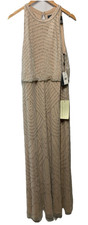 Adrianna Papell Womens Halter Art Deco Beaded Blouson Dress Special Occasion 14