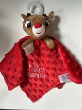 NEW My First Rudolph Reindeer Red Security Snuggle Blanket Rattle Lovey