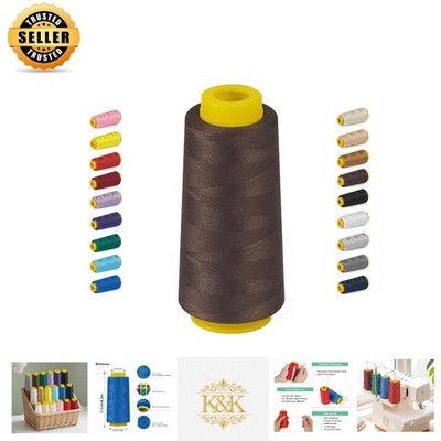 Versatile 1800 Yards Dark Brown Polyester Thread - Perfect for Serger & Overlock