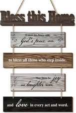 Bless This Home Wall Decor Religious House Warming Gift Farmhouse Wooden God Sig