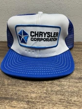 Vintage Chrysler Corporation Blue & White Men's Hat / Cap~ Mesh ~ Snapback