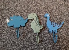 Dinosaur Single Wooden Coat Hooks X 3