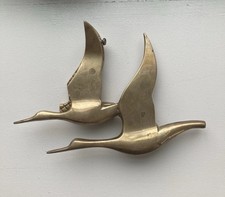Vintage MCM Brass Geese Door Knocker Flying Goose Mid Century Flying Birds