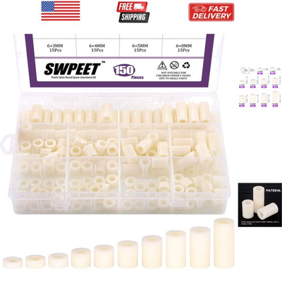 #ad #ad 150Pcs Nylon Round Spacer Standoff Screw Nut Assortment Kit Nylon PA66 Plast... $18.90