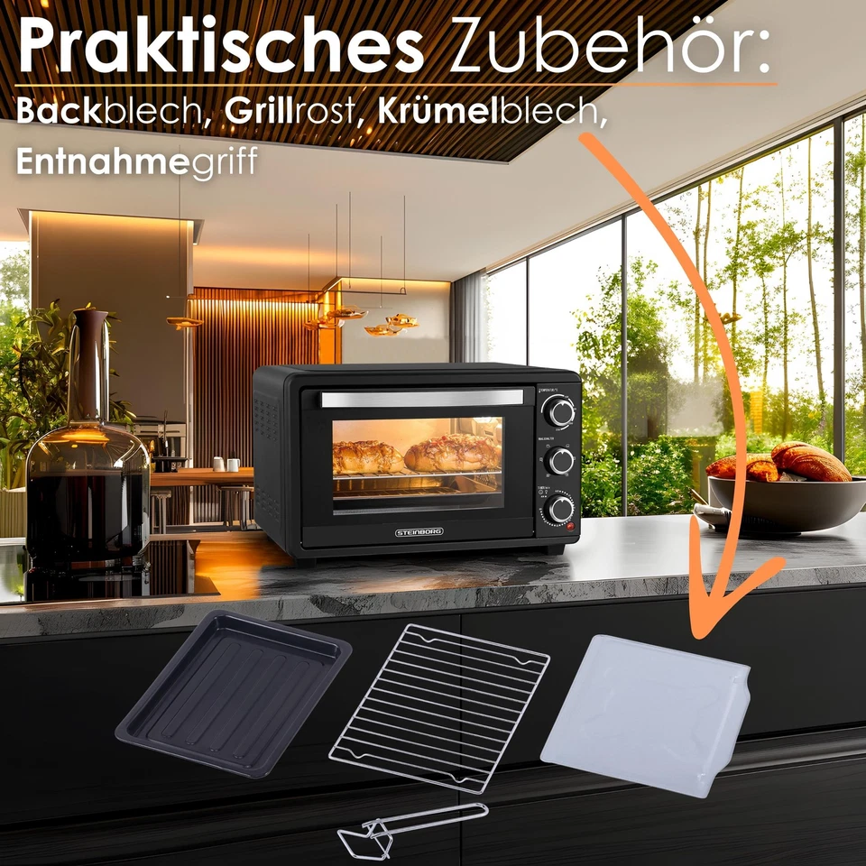 Mini Backofen 25 Liter 3in1 Miniofen Pizzaofen Mini Oven Kleiner Backofen - Bild 3 von 4