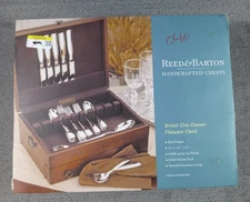 Reed & Barton Handcrafted Mahogany Brown Flatware Chest with Drawer NIB NEW