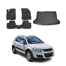 Custom Floor Mats Cargo Liners For Suzuki Sx4 S-cross 2006-2013 Black 5 Pc Custom Floor Mats Cargo Liners For Suzuki Sx4 S-cross 2006-2013 Black 5 Pc