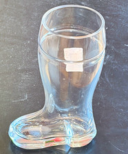 Clear Glass Boot-Shaped Beer Drinking Glass, Novelty Decorated Stein 1pc