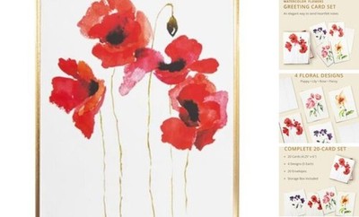 Watercolor Flowers Greeting Cards | 20 Pack | All Occasion Blank Note Cards