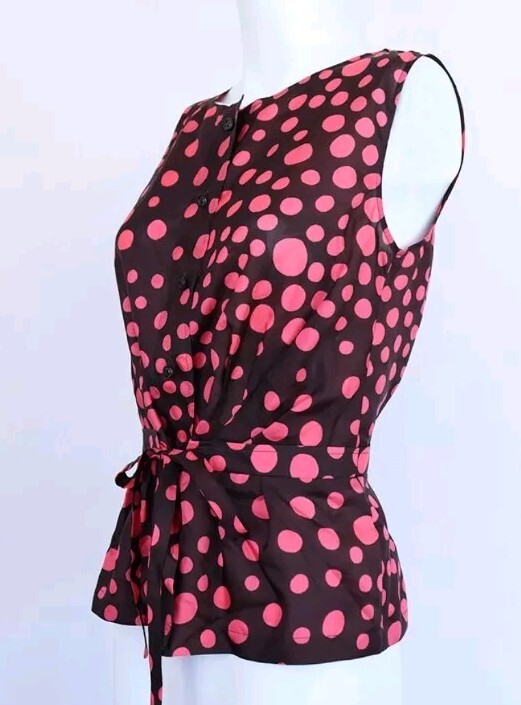 Escada Silk Polkadots Peplum Blouse Size 42. New