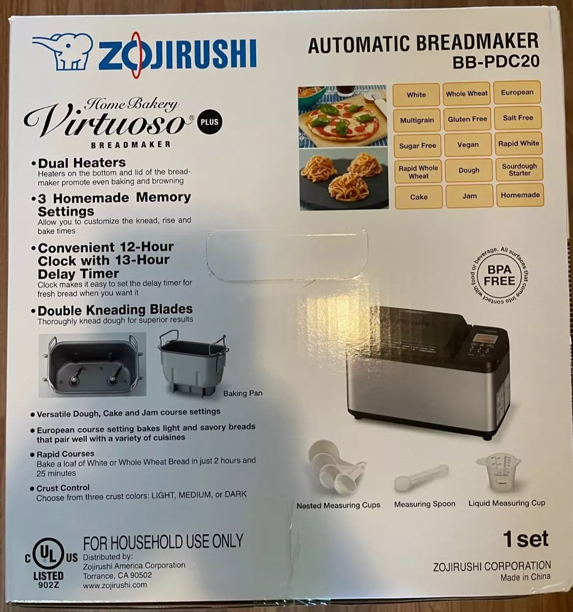  Zojirushi BB-PDC20BA Home Bakery Virtuoso Plus Breadmaker, 2  lb. loaf of bread, Stainless Steel/Black: Home & Kitchen