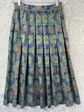 Vtg Susan Bristol Petites Blue Plaid Long Skirt Size 8 Petites Rayon Made In USA