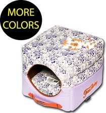 Floral-Galore Reversible Squared 2-in-1 Collapsible Pet Dog House Bed Beds