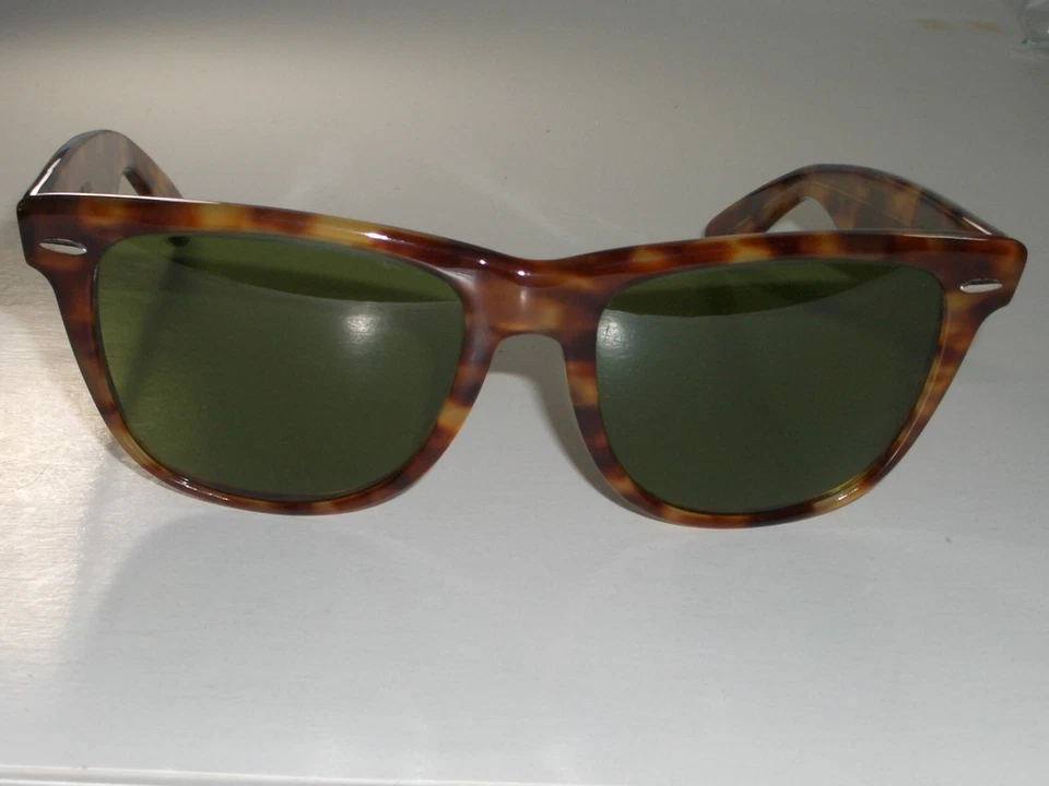 GAFAS DE SOL VINTAGE B&L RAY BAN ANTIGUAS TORTUGA WAYFARER II RB3 LENTES VERDES TRU Foto 3 de 4