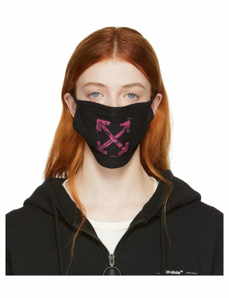 Medio mascarillas faciales de algodón de diseñador de moda blanco roto cubierta bucal lavable Foto 4 de 4