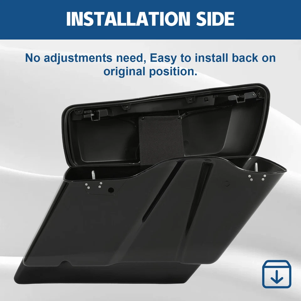 Bolsas de sillín duro extendidas extendidas de 5" para Harley Touring Street Glide 2014-2024 Foto 3 de 4