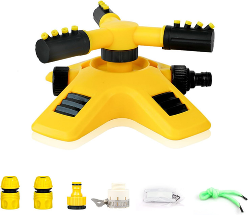 YMYNY - Irrigatore da giardino, girevole a 360 gradi, 12 tubi