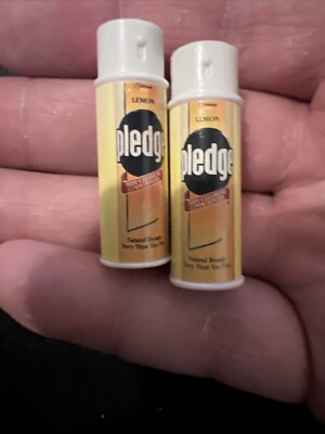 2 Barbie Doll 1995 Vintage Miniature PLEDGE FURNITURE POLISH Spray Can House