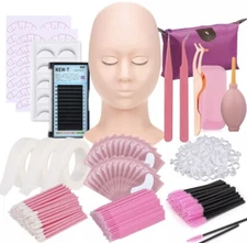 Lash Eyelash Extension Kit: Professional Mannequin Head Training for Beginners 