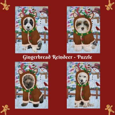 Christmas Gingerbread Cookie Dog Cat Pet Photo Jigsaw Puzzle  Games for Adults