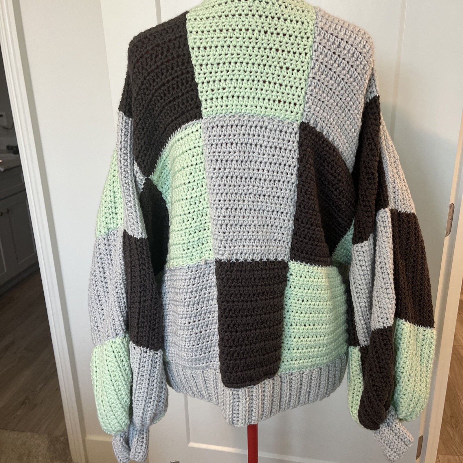 Handmade Oversized Crocheted Patchwork Cardigan - image 2