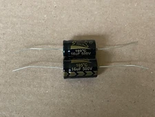 2 New Supertech 16 uf 500v Axial Capacitors Guitar Tube Amp & Radio Caps (Qty)