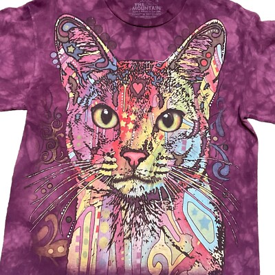 The Mountain Cat Shirt Graphic Long Sleeve Purple Tye Dye Kitty