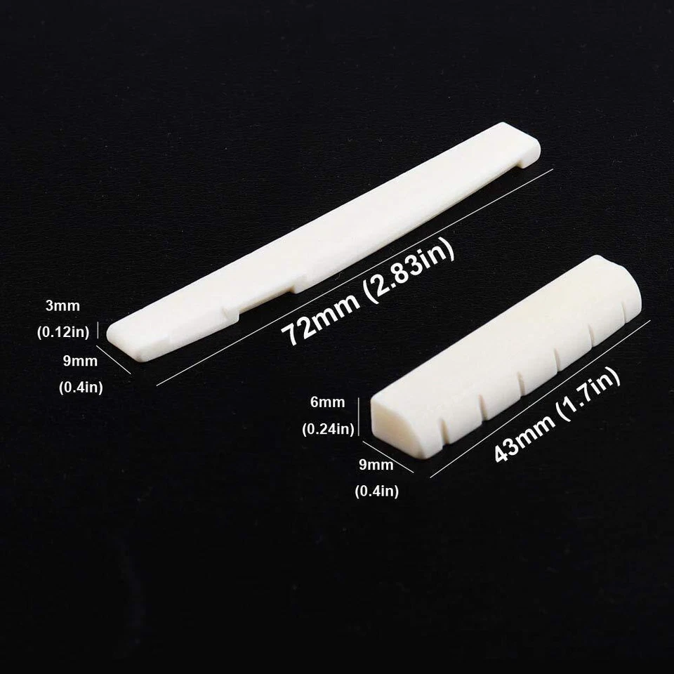 White Natural Cattle Bone Guitar Nut and Saddle Bridge for Acoustic Guitar - Image 2 of 4