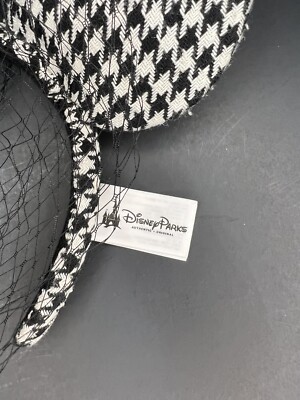 Disney Parks Mickey Ears Houndstooth Black White Lace and  display picture 2