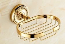 Gold Color Brass Bathroom Accessory Wall Mounted Soap Dish Holder Basket wba607