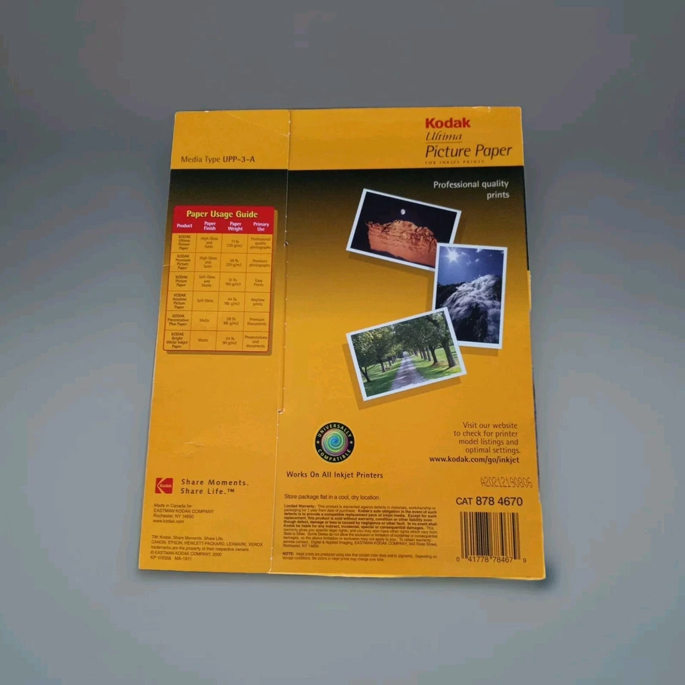 Papel fotográfico KODAK Ultima inyección de tinta de alto brillo 8,5 x 11 75 hojas peso más pesado  Foto 2 de 2