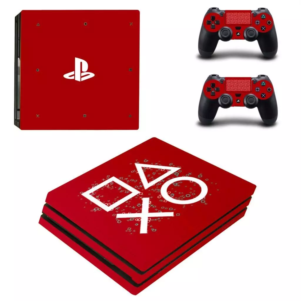 PS4 Pro Consoles Controllers PS4 Gaming Logo Red Vinyl Decal Skins Stickers Wrap