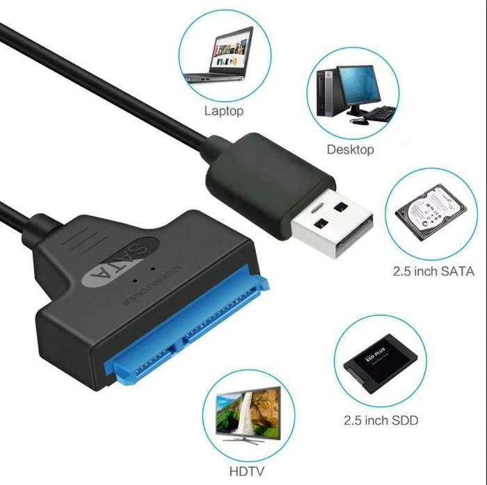 USB 2.0 zu SATA 22 Pin Laptop Festplatte SSD Adapter Konverterkabel - Bild 4 von 4