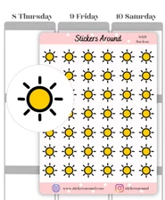 Sun Icon Planner Sticker, Sunny Weather Stickers for Planner, Calendar & Journal