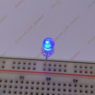 10 Pack Blue 5mm LED Lights – 12V Ultra Bright With Internal Resistor, 5v-15v, 20mA, 12,000-14,000 Mcd