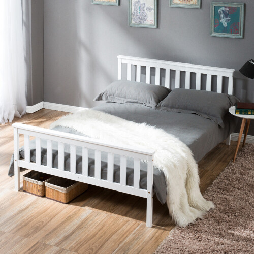 3ft Single Bed / 4ft6 Double Bed White Solid Pine Wooden Frame Kids