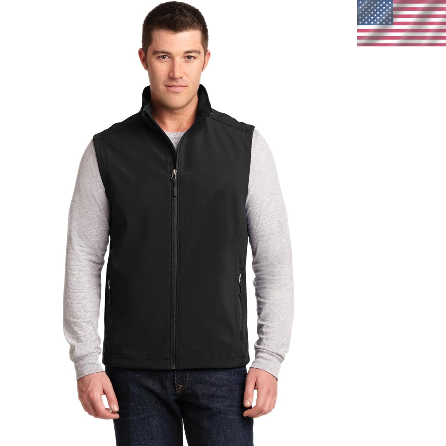 Port Authority J325 Mens Polyester Sleeveless Core Soft Shell Full Zip Vest