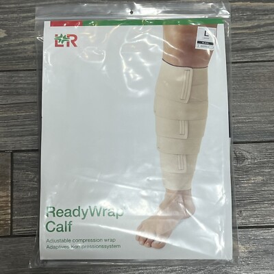 NEW L&R ReadyWrap Calf Compression Adjustable Wrap Black Large Regular  + Liner