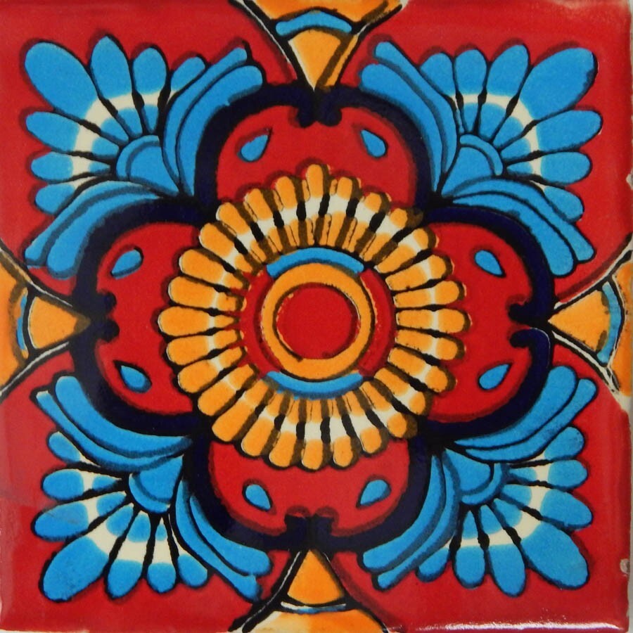 50 Pcs Talavera Mexican Hand Painted Tile Folk Art Tile C350