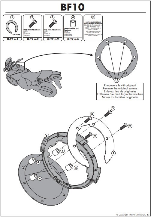 GIVI BF10 Tanklock Flange – For Suzuki DL 650/1000 V-Strom Tank Bags