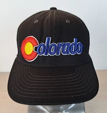 AKSELS COLORADO BIG C ADJUSTABLE SNAPBACK BASEBALL HAT/CAP, BLACK, CO STATE
