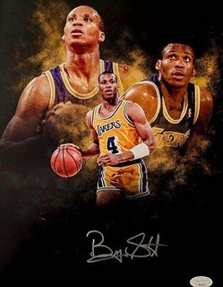 BYRON SCOTT "LAKER GREAT" SIGNED 11x14 CUSTOM PHOTO JSA COA SHOWTIME