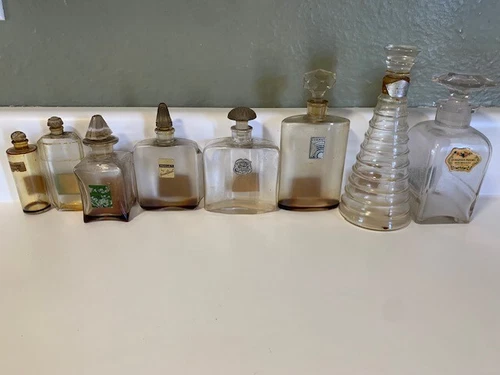LOT 8 VINTAGE 1930's COTY PARIS FRANCE EMPTY Perfume Bottles W/Glass Stoppers