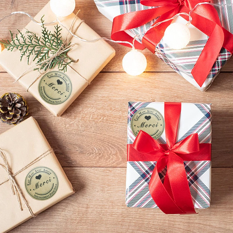 Selbstklebend 38 cm Dankeschön 300 Stück Kraftpapier rund für Verpackung Umsc... - Bild 2 von 4