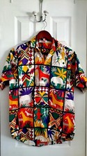 Gottex Vintage Unisex Animals Pattern Hawaiian Button Up 100 Cotton Sz S