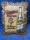 VINTAGE 1952 MILLER HIGH LIFE BEER SIGN GIRL OVER MOON CHAMPAGNE OF BOTTLE BEER